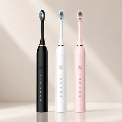 Electric Sonic Toothbrush Five Modes USB Rechargeable with 8 Replacement Heads