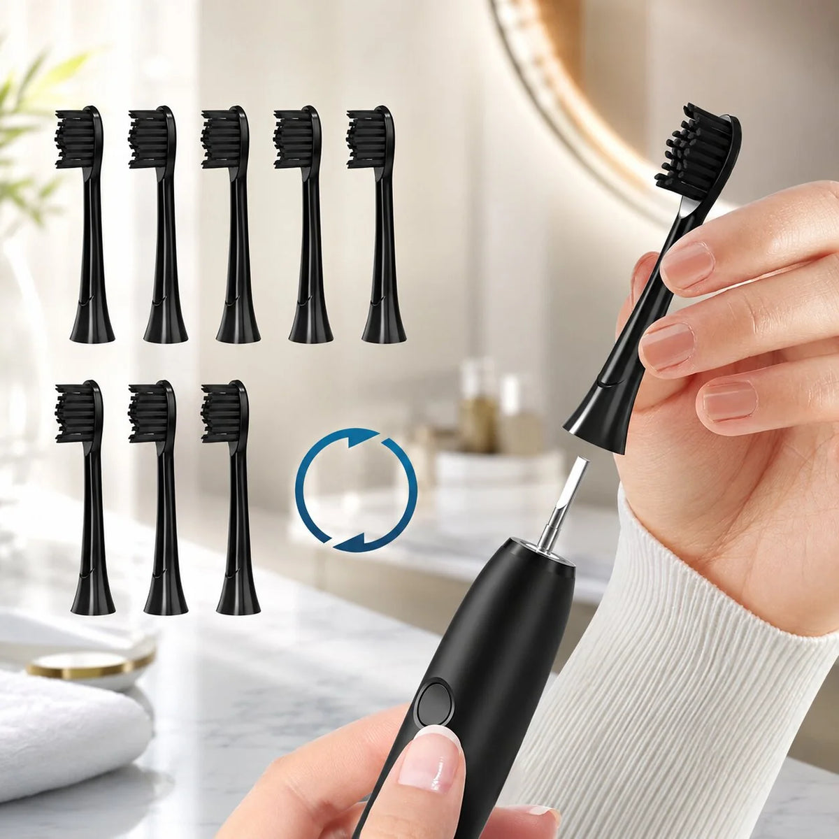 Electric Sonic Toothbrush Five Modes USB Rechargeable with 8 Replacement Heads