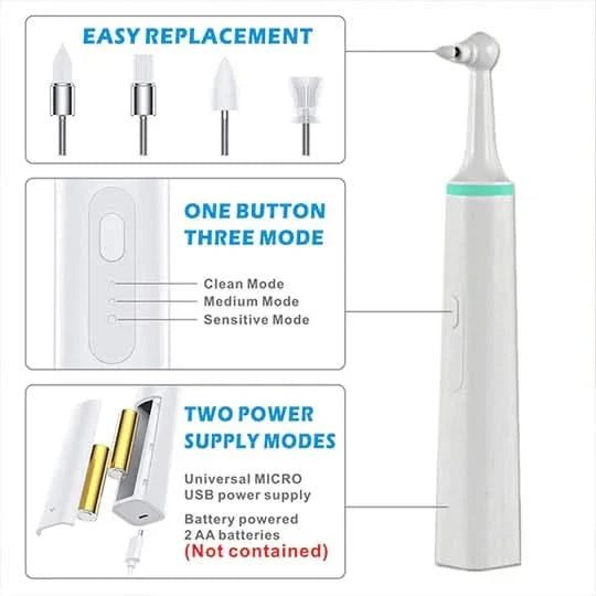 Electric Tartar Remover Rechargeable LED Display 4 Heads