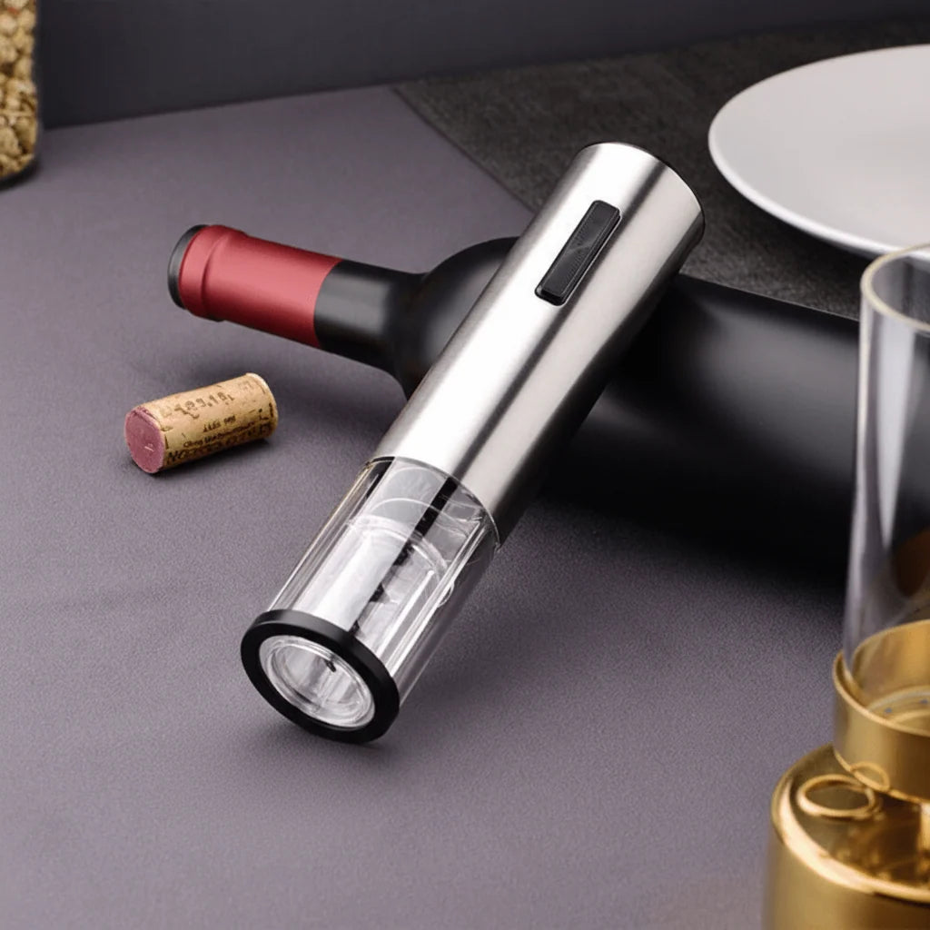 Electric Wine Opener Rechargeable Cordless 4-Piece Set with Foil Cutter & Vacuum Stopper