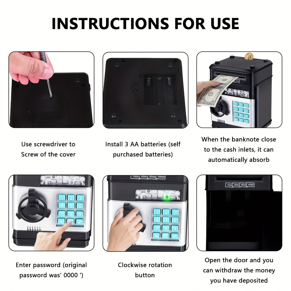 Electronic Piggy Bank 4-Digit Code Lock Sound & LED