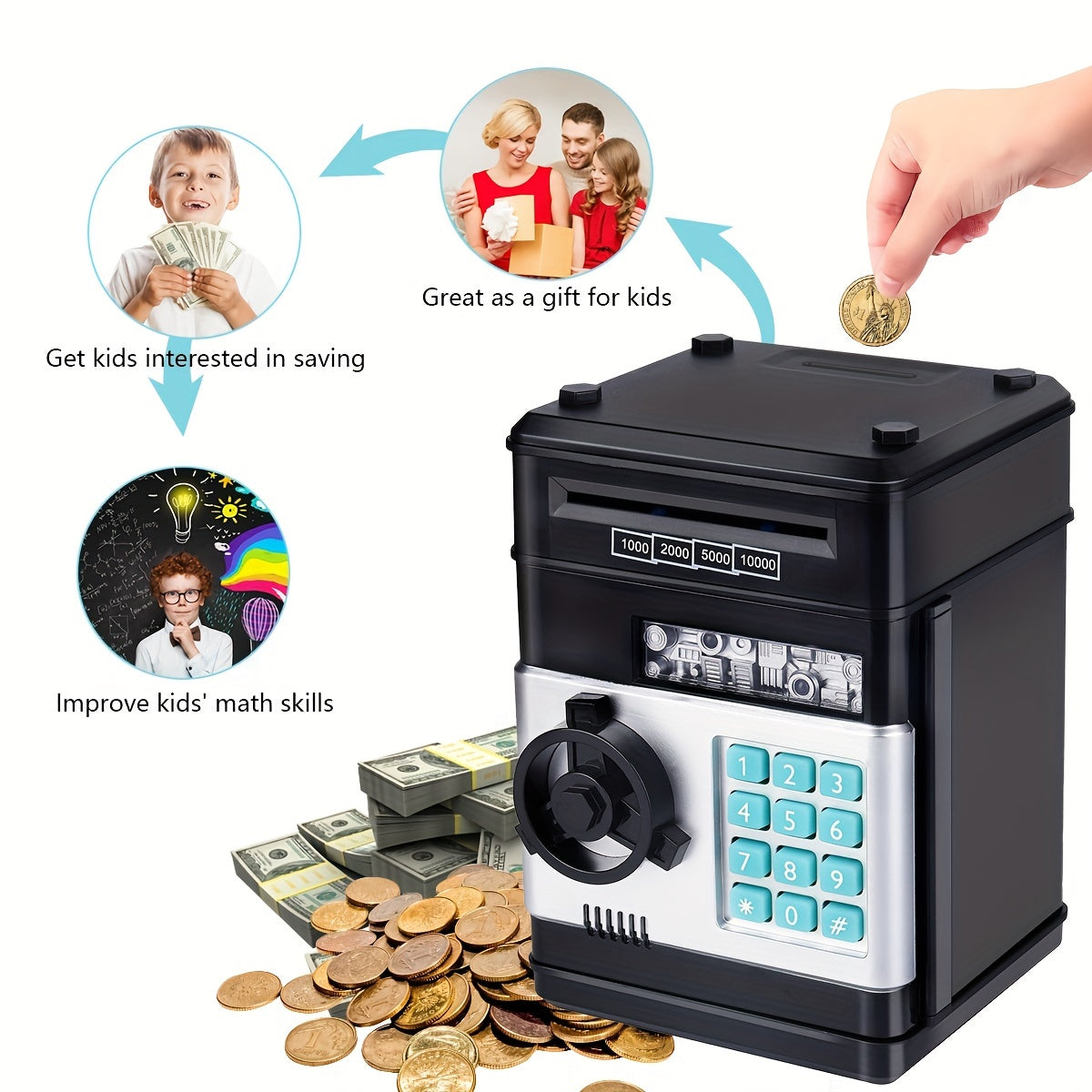 Electronic Piggy Bank 4-Digit Code Lock Sound & LED