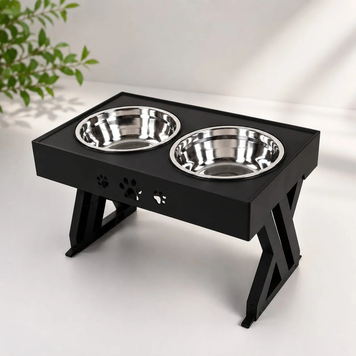 Elevated Pet Feeder Adjustable 3-Position Stainless Steel Bowls