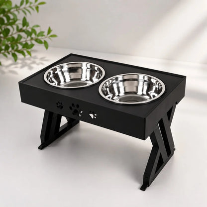 Elevated Pet Feeder Adjustable 3-Position Stainless Steel Bowls
