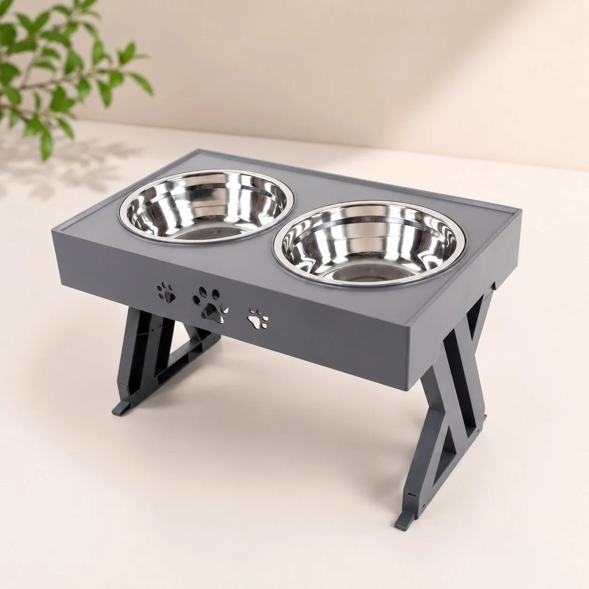 Elevated Pet Feeder Adjustable 3-Position Stainless Steel Bowls