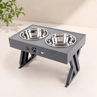 Elevated Pet Feeder Adjustable 3-Position Stainless Steel Bowls