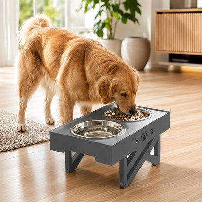Elevated Pet Feeder Adjustable 3-Position Stainless Steel Bowls
