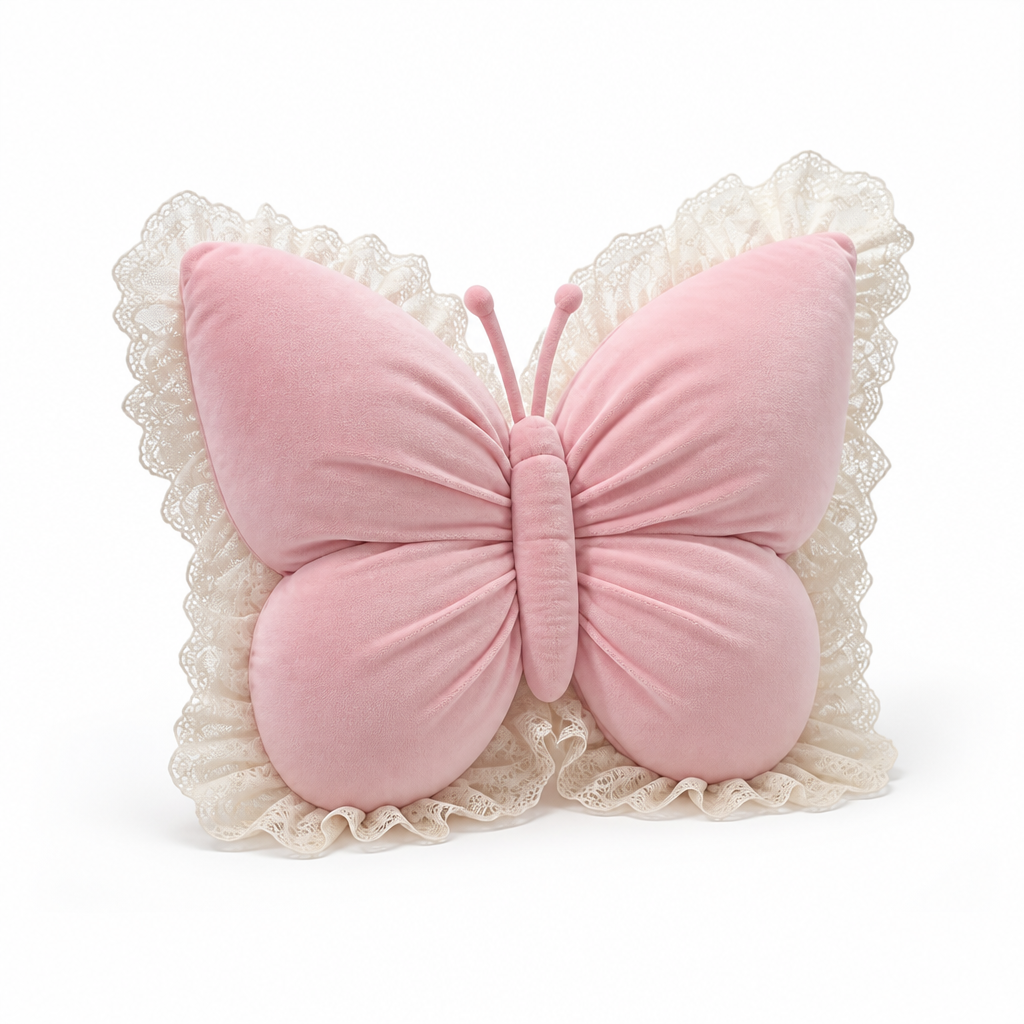 Embroidered Butterfly Accent Pillow (3D Bow)
