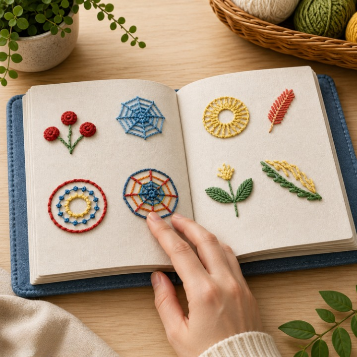 Embroidery Kit 106 Stitches Linen Pages & Bamboo Frame