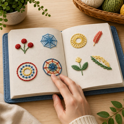 Embroidery Kit 106 Stitches Linen Pages & Bamboo Frame