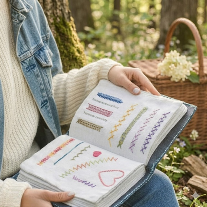 Embroidery Kit 106 Stitches Linen Pages & Bamboo Frame
