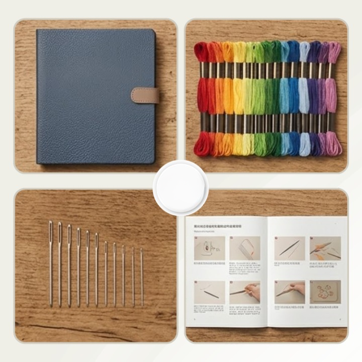 Embroidery Kit 106 Stitches Linen Pages & Bamboo Frame