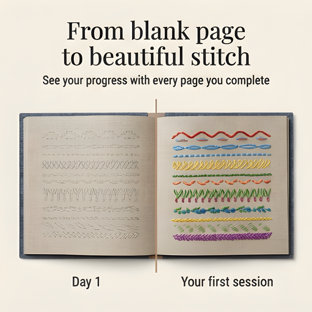 Embroidery Kit 106 Stitches Removable Linen Pages & Bamboo Hoop