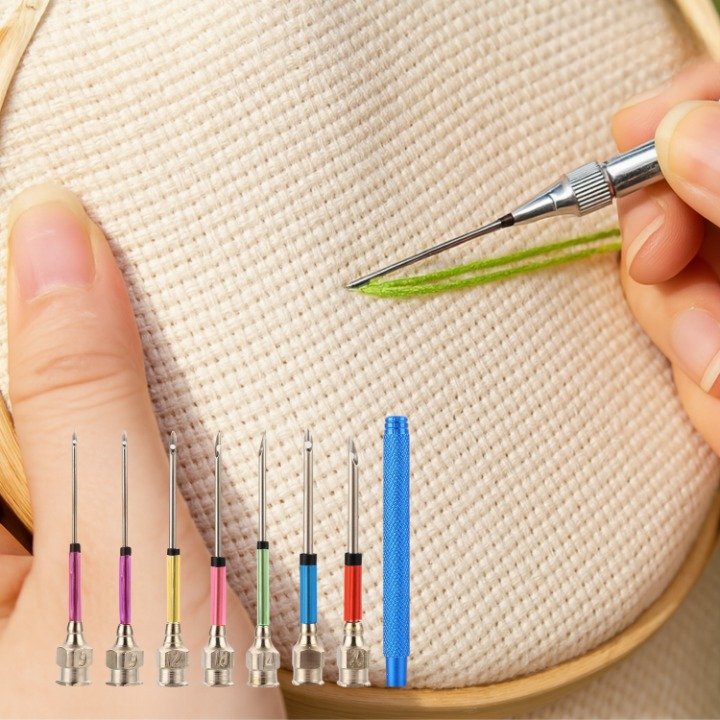 Embroidery Needle Set Stainless Steel & Copper Interchangeable Heads