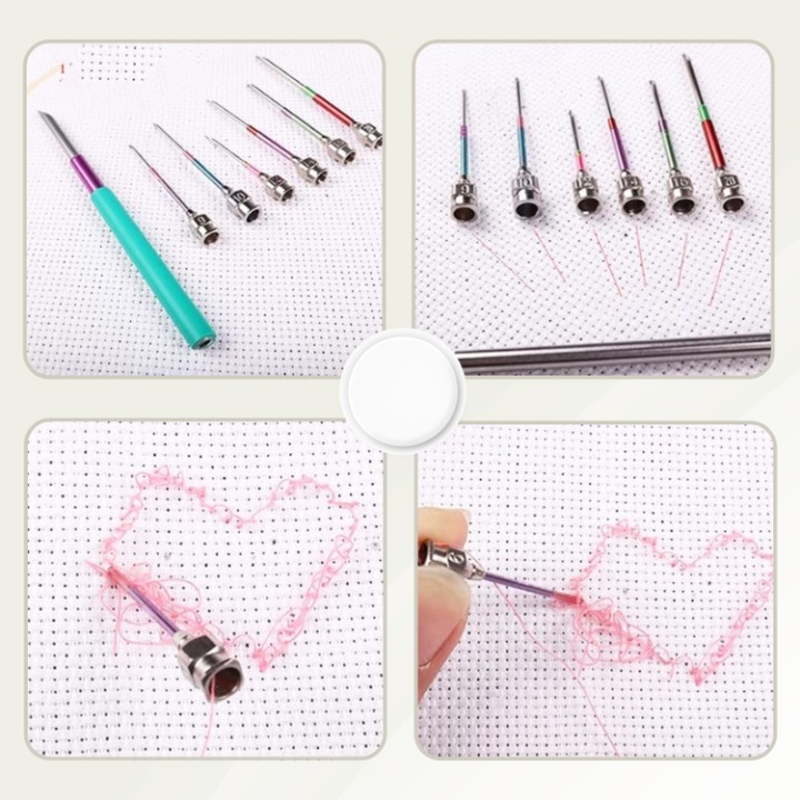 Embroidery Needle Set Stainless Steel & Copper Interchangeable Heads