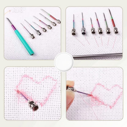 Embroidery Needle Set Stainless Steel & Copper Interchangeable Heads