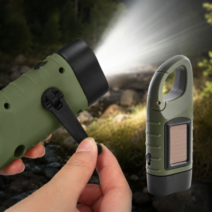 Emergency Flashlight Solar & Hand Crank Charging Bright LED