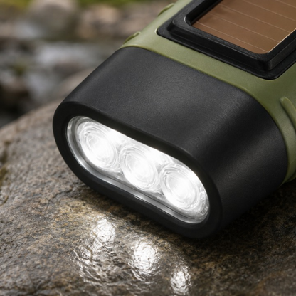 Emergency Flashlight Solar & Hand Crank Charging Bright LED