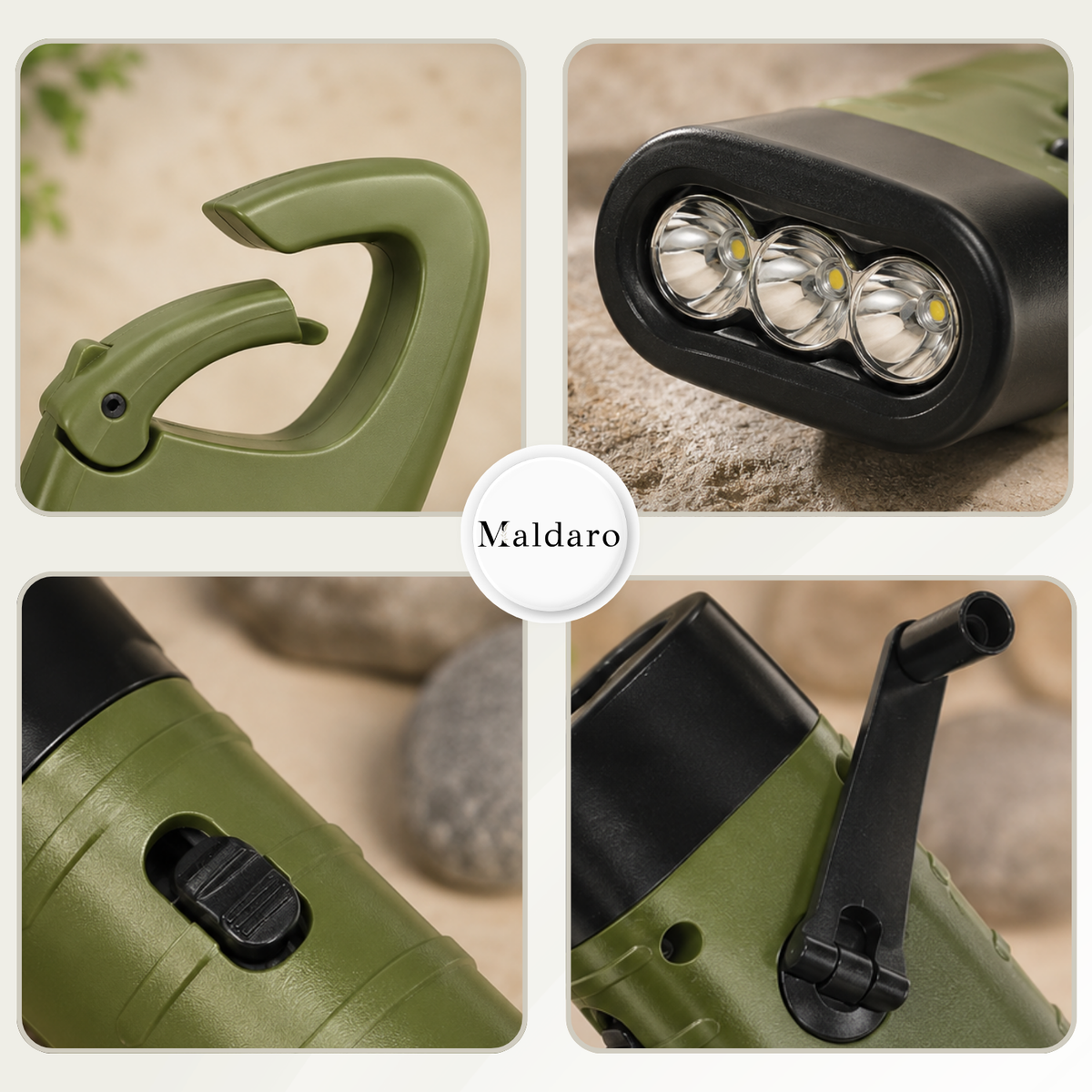 Emergency Flashlight Solar & Hand Crank Charging Bright LED