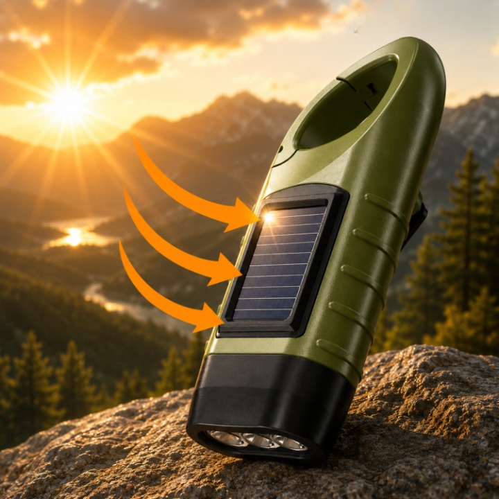Emergency Flashlight Solar & Hand Crank Charging Bright LED