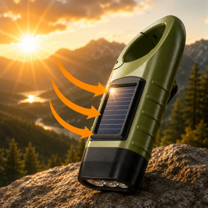Emergency Flashlight Solar & Hand Crank Charging Bright LED