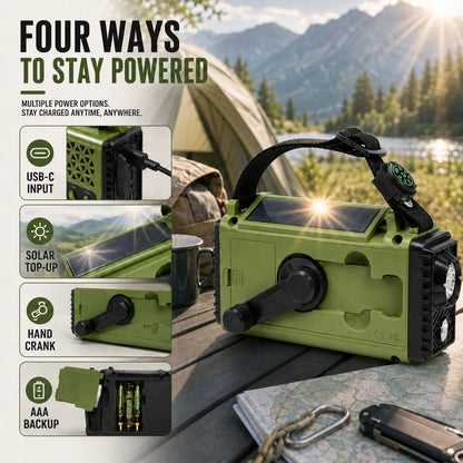 Emergency Radio Hand Crank Solar Charging 10000mAh Power Bank