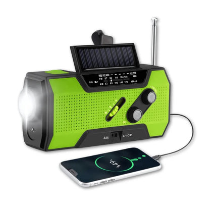 Emergency Radio Hand Crank & Solar Powered LED Flashlight