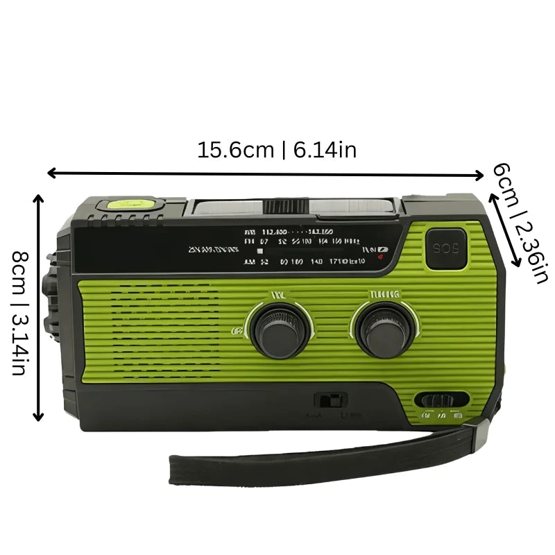 Emergency Radio Hand Crank & Solar Powered LED Flashlight