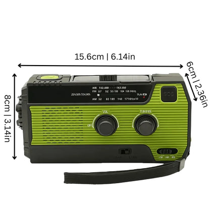 Emergency Radio Hand Crank & Solar Powered LED Flashlight