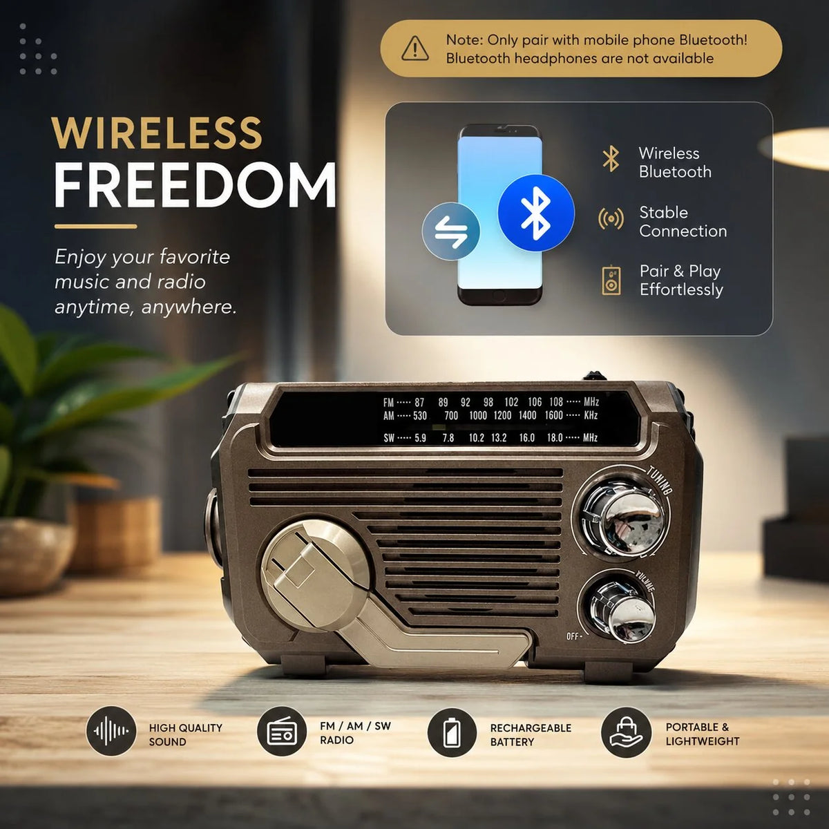 Emergency Radio Hand-Crank & Solar USB AM/FM