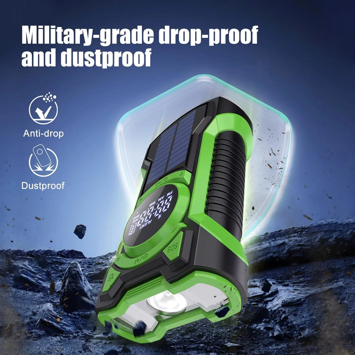 Emergency Radio & Power Bank Solar & Hand Crank Charging