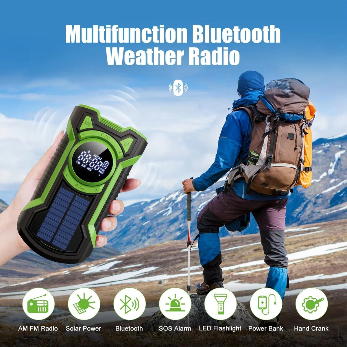 Emergency Radio & Power Bank Solar & Hand Crank Charging