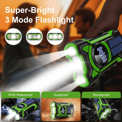 Emergency Radio & Power Bank Solar & Hand Crank Charging