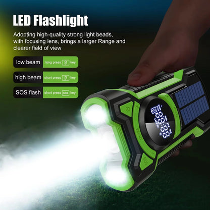Emergency Radio & Power Bank Solar & Hand Crank Charging