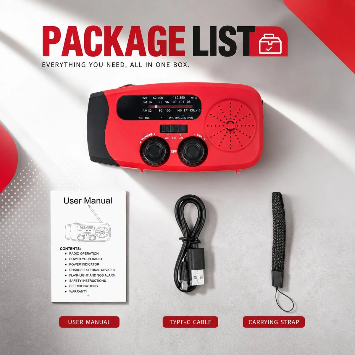 Emergency Radio Solar & Hand Crank With SOS