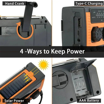 Emergency Weather Radio Hand Crank Solar Powered 5000mAh Battery