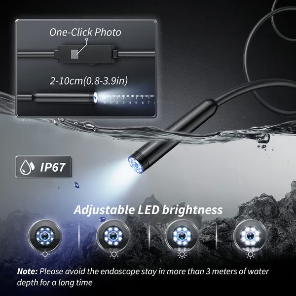 Endoscope Camera Smartphone Compatible 16.4-Foot 1080p