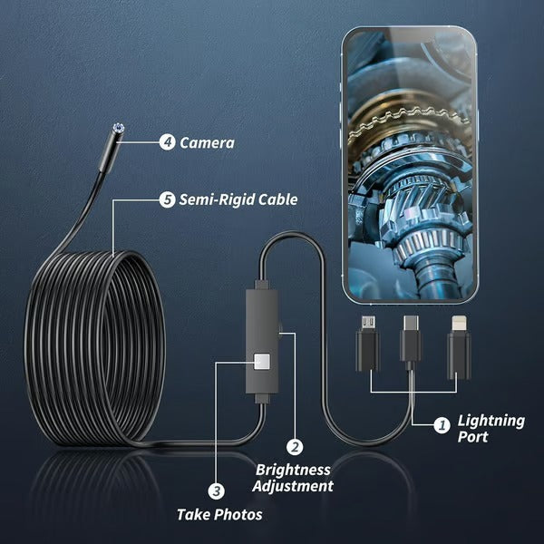 Endoscope Camera Smartphone Compatible 16.4-Foot 1080p