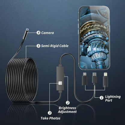 Endoscope Camera Smartphone Compatible 16.4-Foot 1080p