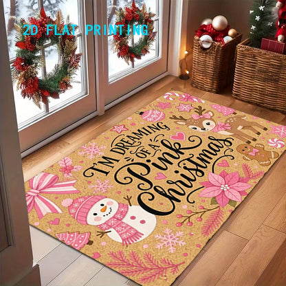 Entry Mat Christmas Gingerbread Design Non-Slip Backing