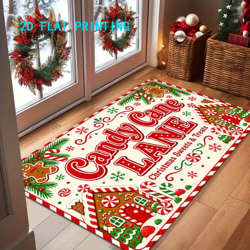 Entry Mat Christmas Gingerbread Design Non-Slip Backing