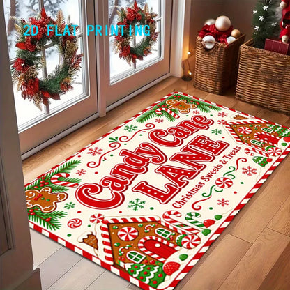 Entry Mat Christmas Gingerbread Design Non-Slip Backing