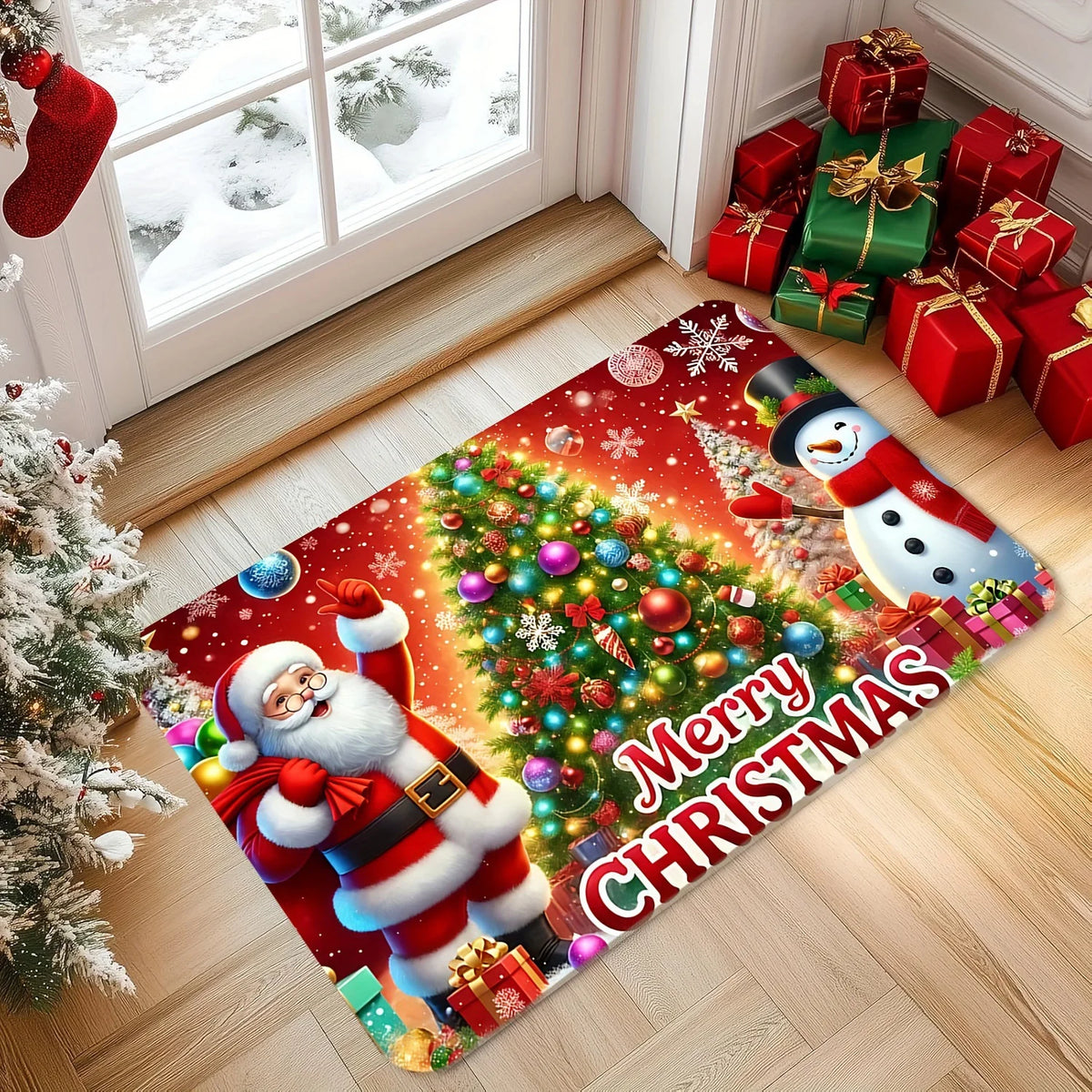 Entry Mat Christmas Gingerbread Design Non-Slip Backing