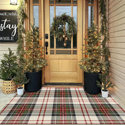 Entry Mat Festive Plaid Non-Slip Backing