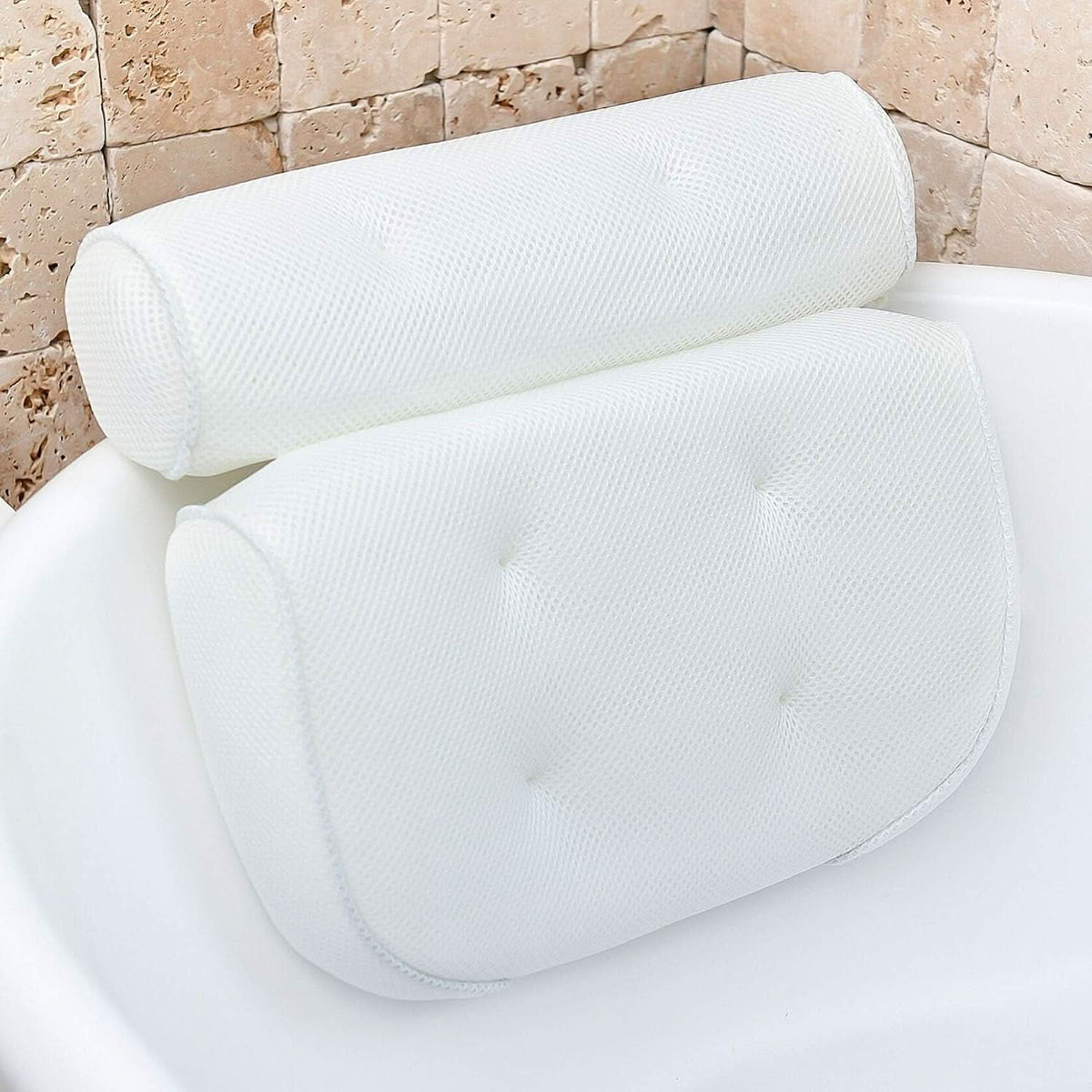 Ergonomic Bath Pillow with 4D Air Mesh and Non-Slip Support