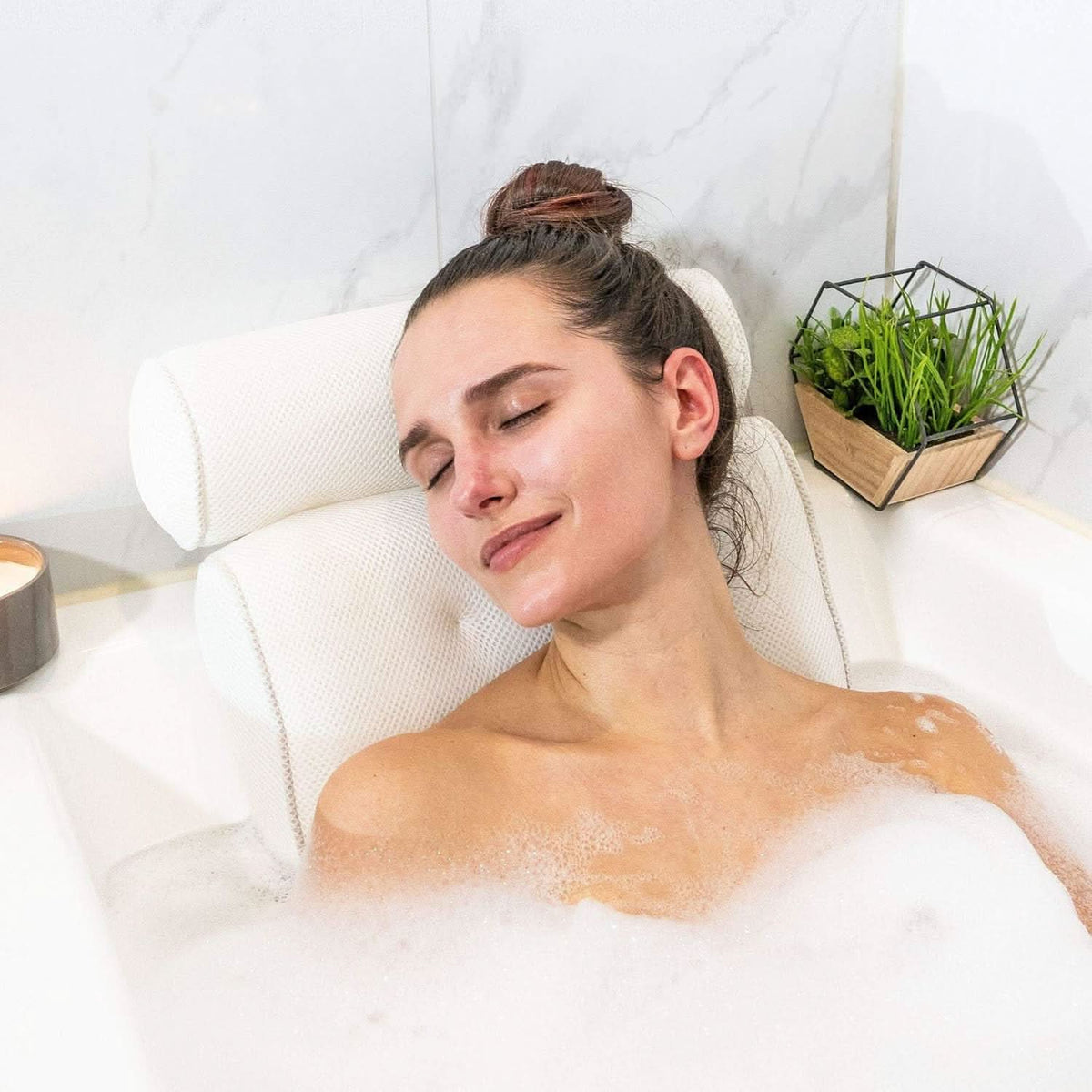 Ergonomic Bath Pillow with 4D Air Mesh and Non-Slip Support