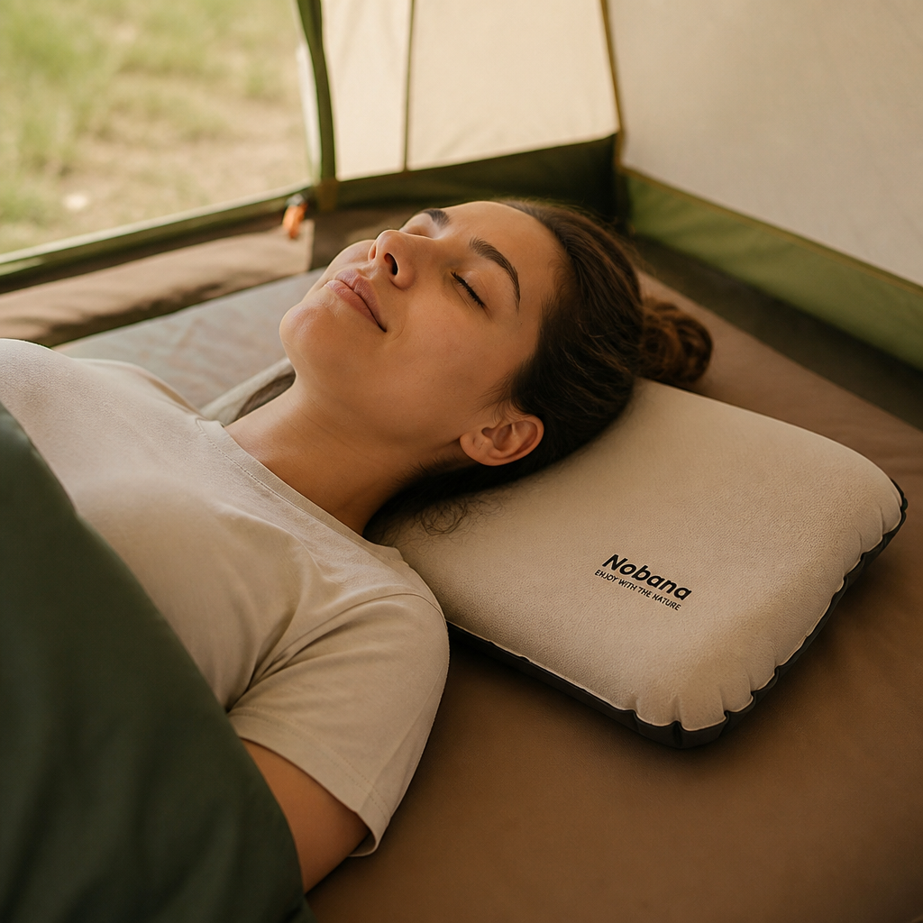 Ergonomic Contour Inflatable Camping Pillow (Double-Valve Inflation)