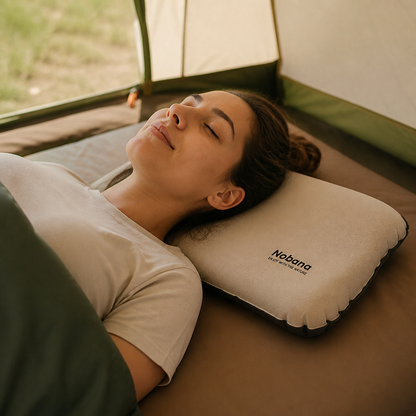 Ergonomic Contour Inflatable Camping Pillow (Double-Valve Inflation)