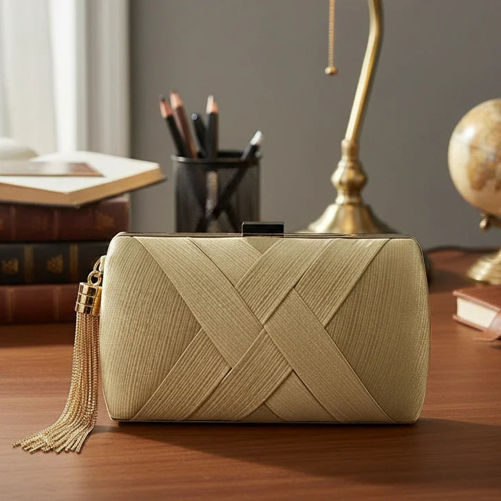 Evening Clutch Satin Tassel Removable Shoulder Strap