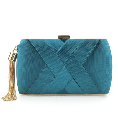 Evening Clutch Satin Tassel Removable Shoulder Strap